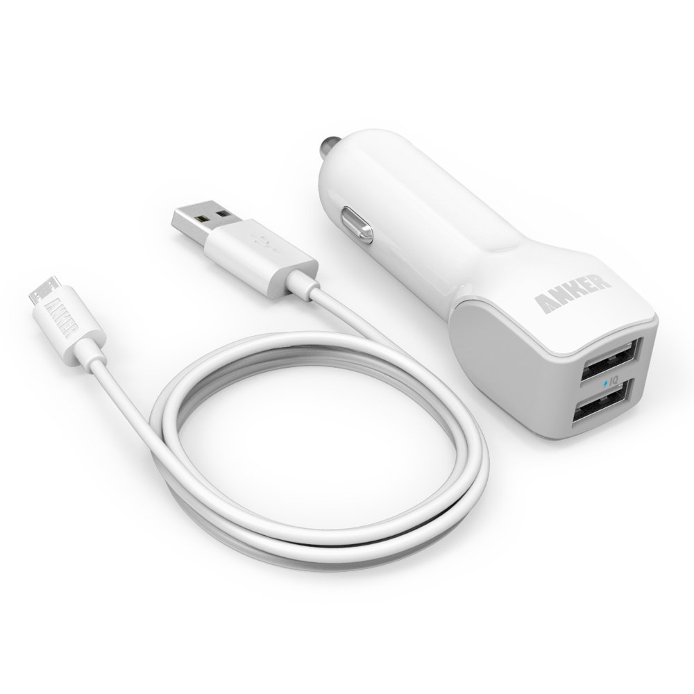 ANKER CAR CHARGER WITH MICRO USB CABLE WHITE – Mawjod